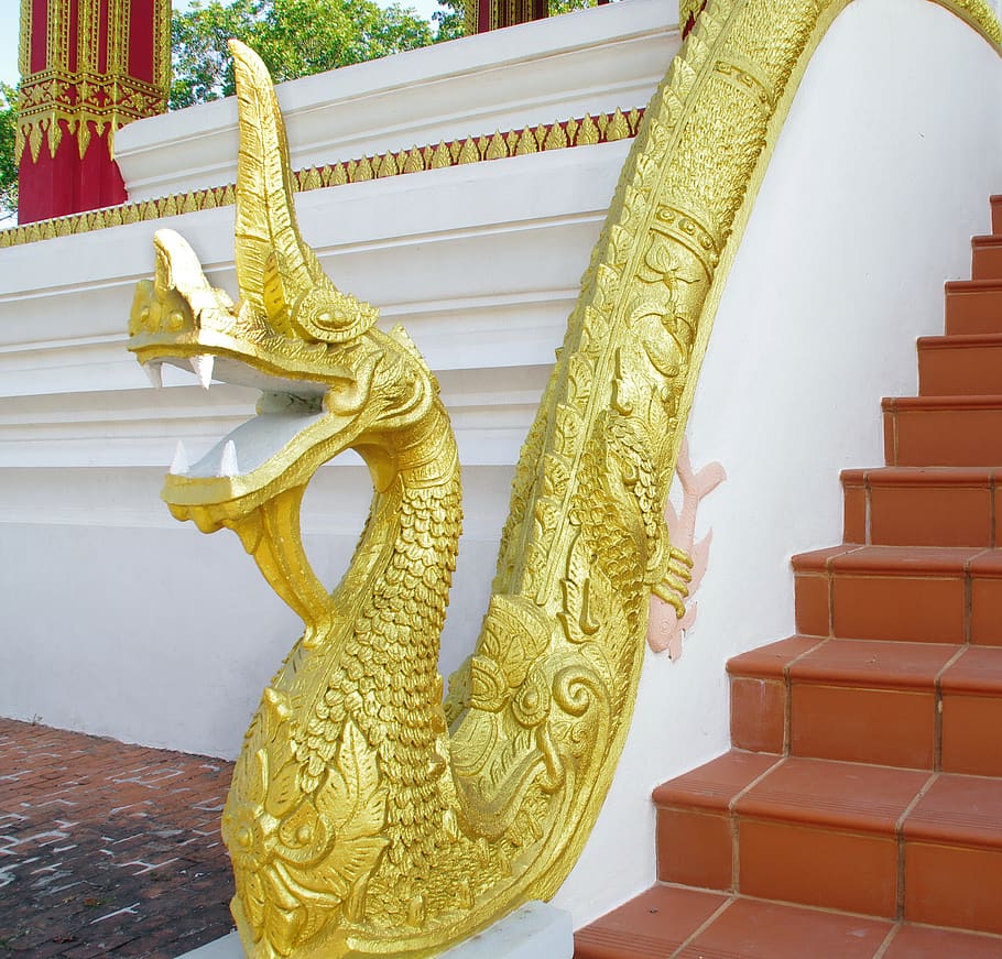 laos, luang prabang, staircase, ramp, naja, doré, architecture, HD wallpaper