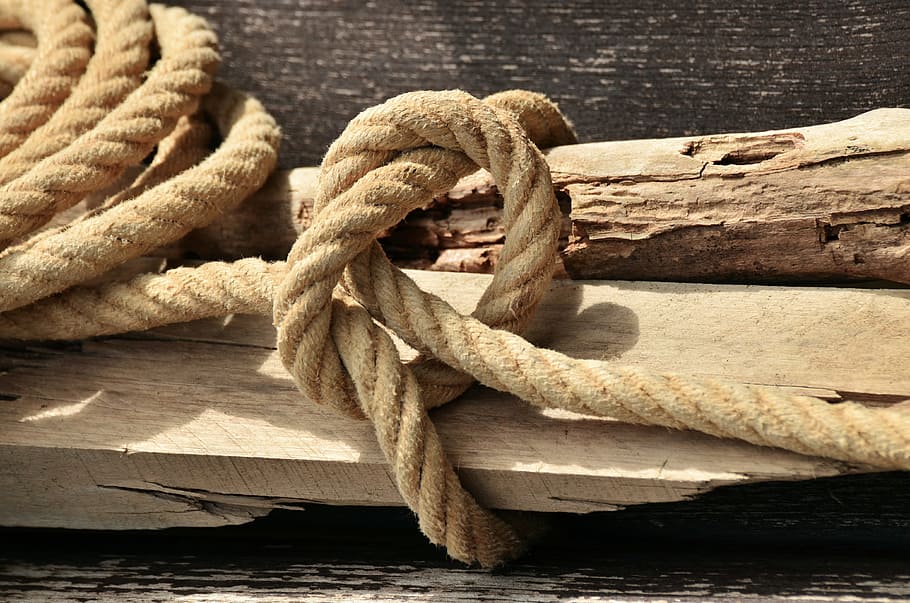 rope, natural rope, knot, dew, knitting, bound, coarse, wood HD wallpaper
