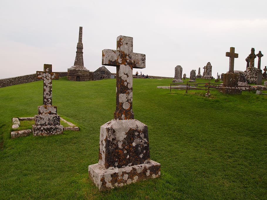 brown and white tombstones, cemetery, cross, grave, last calm HD wallpaper