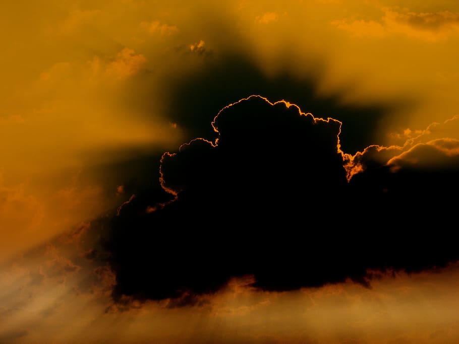 sunset, cloud, in the evening, cloud - sky, silhouette, nature HD wallpaper