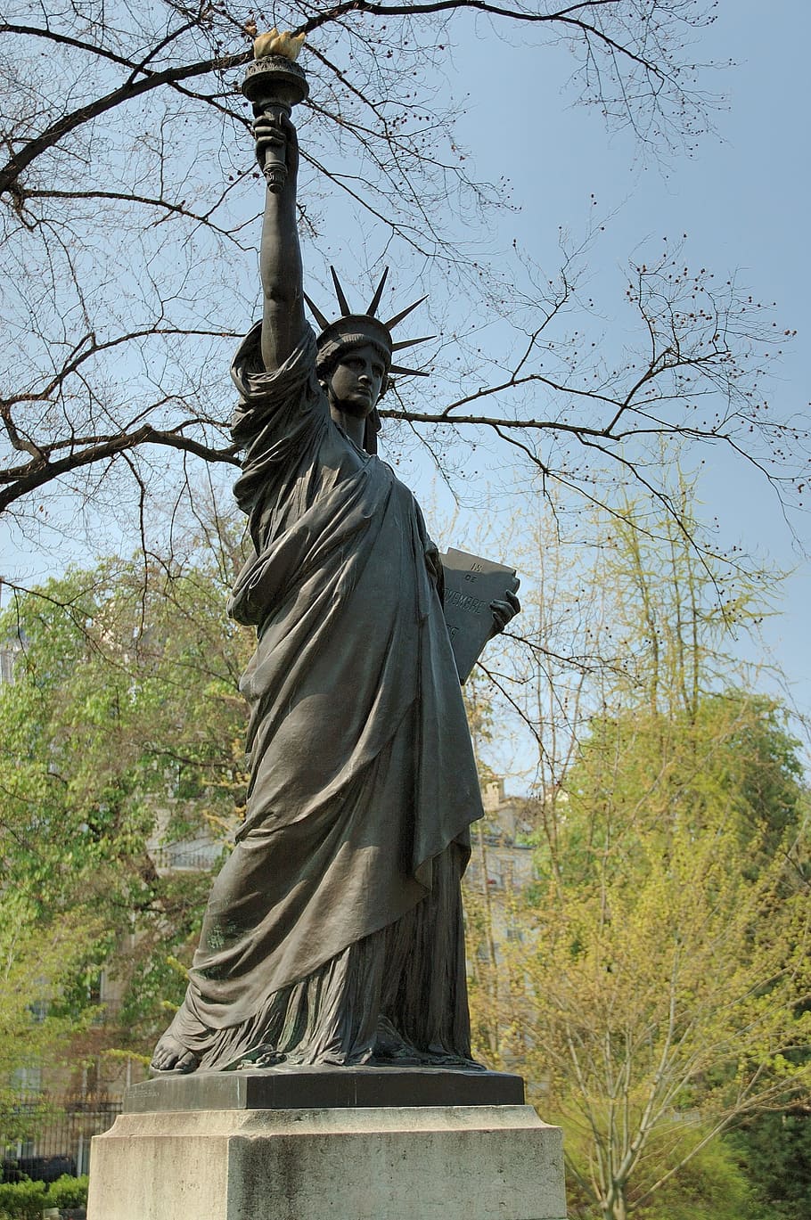 Statue Of Liberty, Luxembourg Gardens, paris, original, bartholdi, HD wallpaper