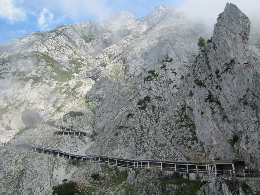Austria, Mountains, High, Imposing, Fog, ice cave, rise, landscape HD wallpaper