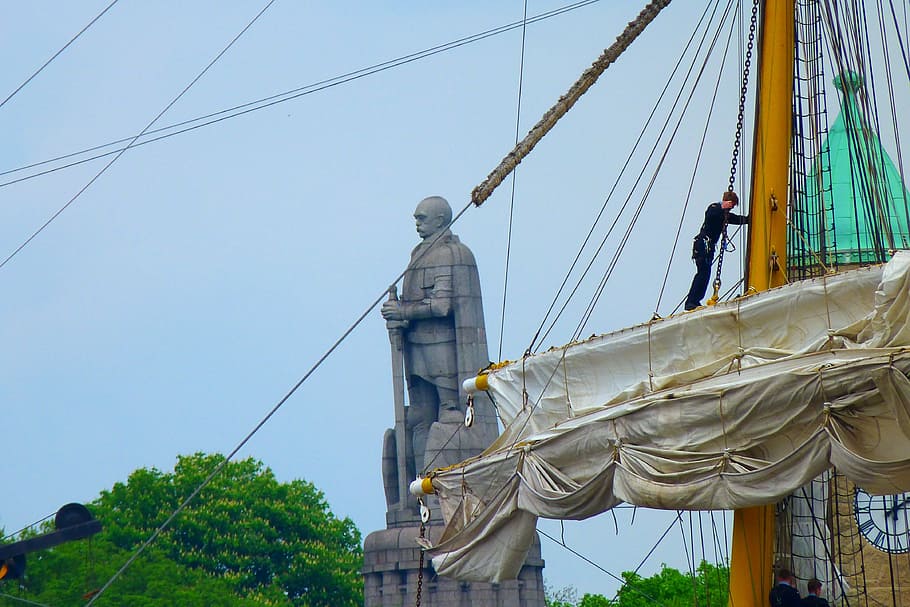 Monument, Ship, Sailing Vessel, rigging, hamburg, outlook, built structure HD wallpaper