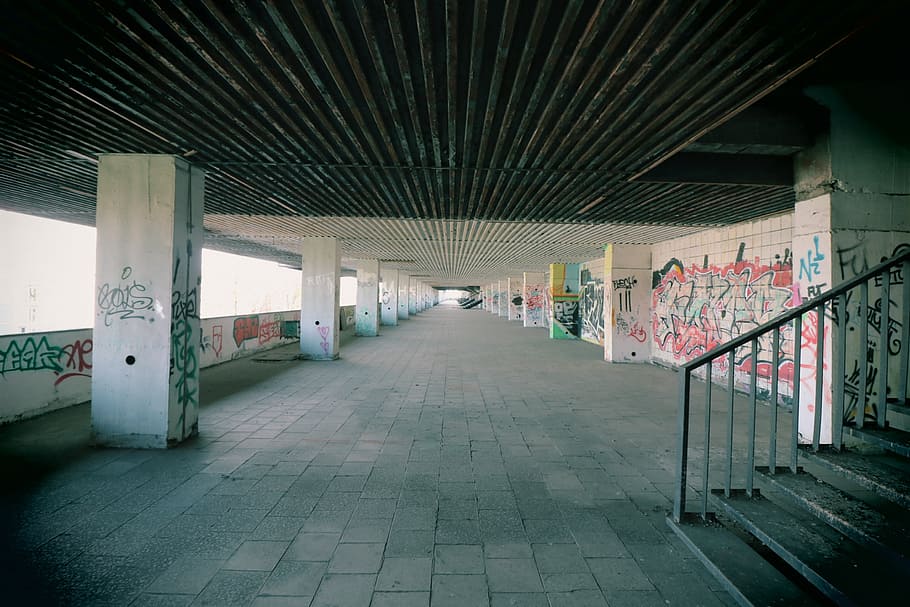 underpass, stadium, leave, urban, building, factory, lapsed HD wallpaper