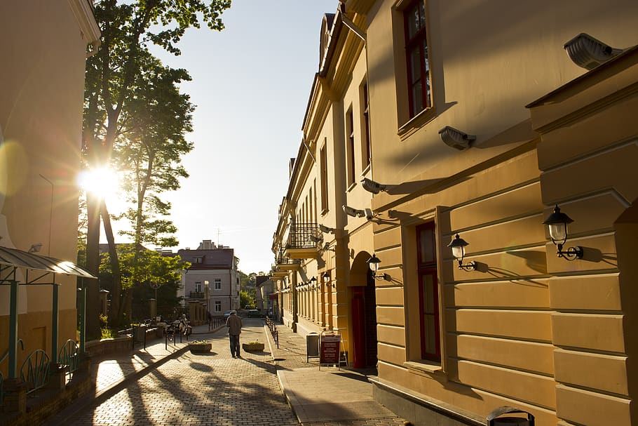 evening, grodno, soviet, sunset, belarus, architecture, building exterior HD wallpaper