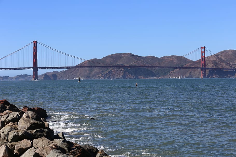 golden, gate, bridge, water, built structure, architecture HD wallpaper