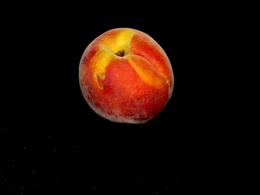 peach, red, yellow, fruit, healthy eating, studio shot, black background HD wallpaper