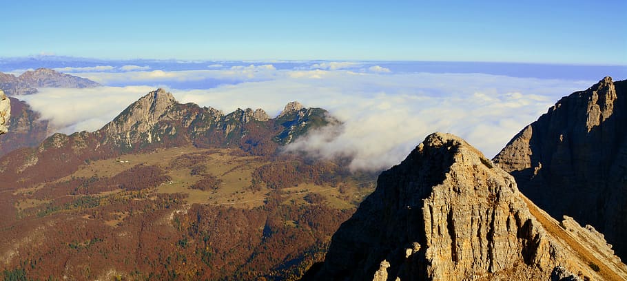 clouds, mountains, landscape, sky, carega, italy, nature, mountain Peak HD wallpaper