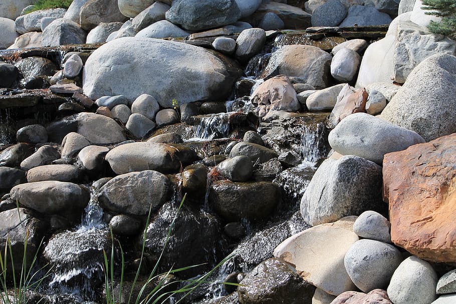 rocks, brook, water, nature, stream, peaceful, outdoor, waterfall, HD wallpaper