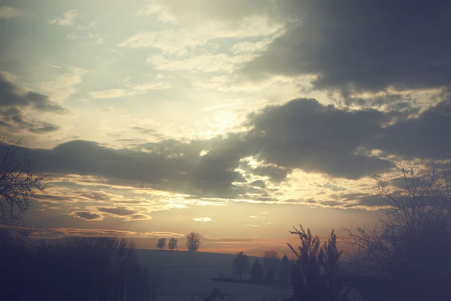 Sky, Sunset, Clouds, abendstimmung, evening sky, romance, dusk HD wallpaper