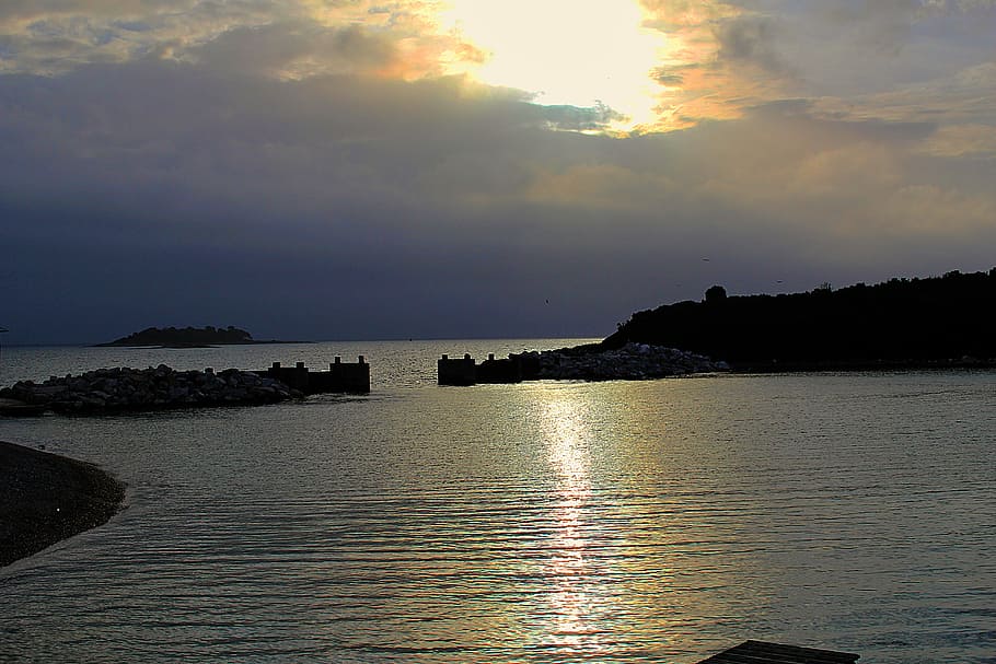 Sea, View, Twilight, Sky, water, sunset, nature, tranquility HD wallpaper