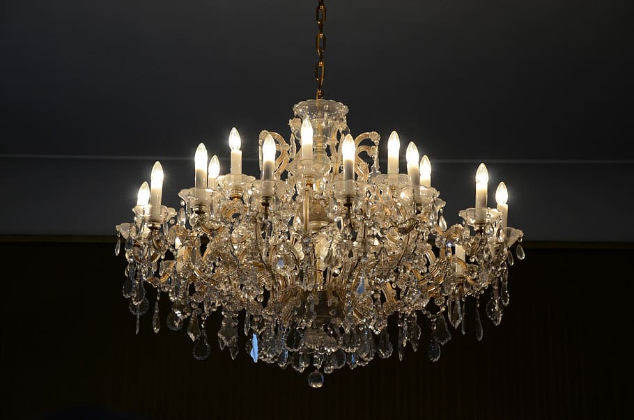 Chandelier, Light Bulb, lighting, architecture, monument, crystal HD wallpaper