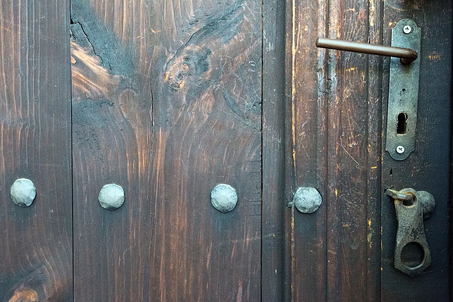 door, castle, locking, handle, tree, metal, old, antique, security HD wallpaper