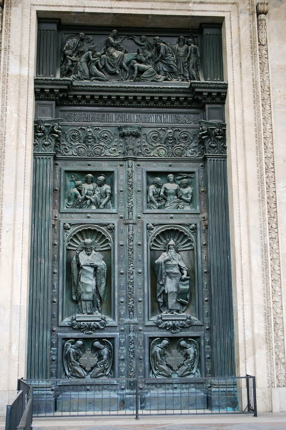 door, large, tall, heavy, decorated, relief, ornate, figures HD wallpaper