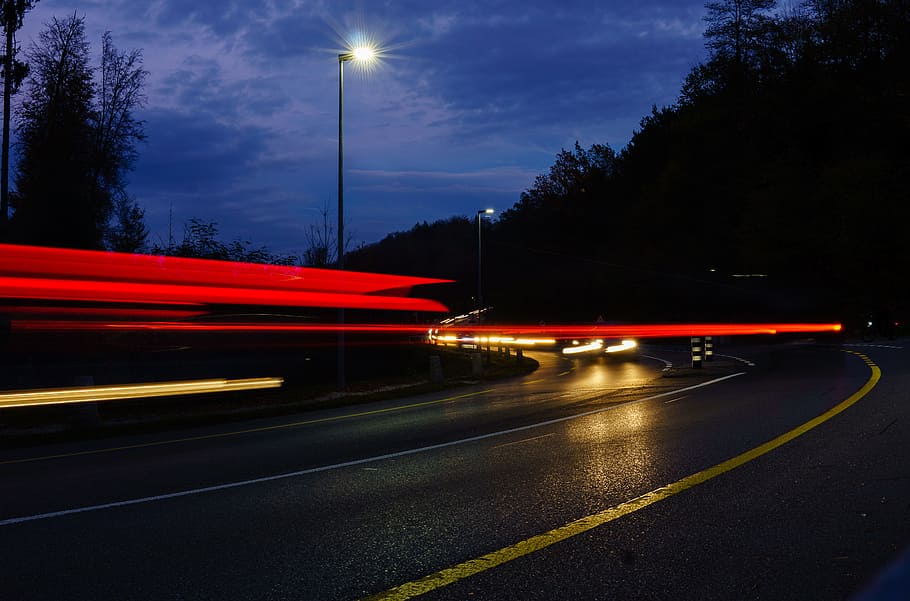 lighttrail, street, motion, traffic, travel, transport, speed HD wallpaper