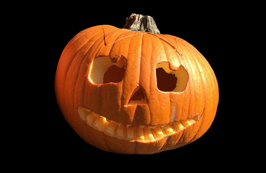 orange Jack-o'-lantern Halloween decor, pumpkin, fruit, autumn HD wallpaper