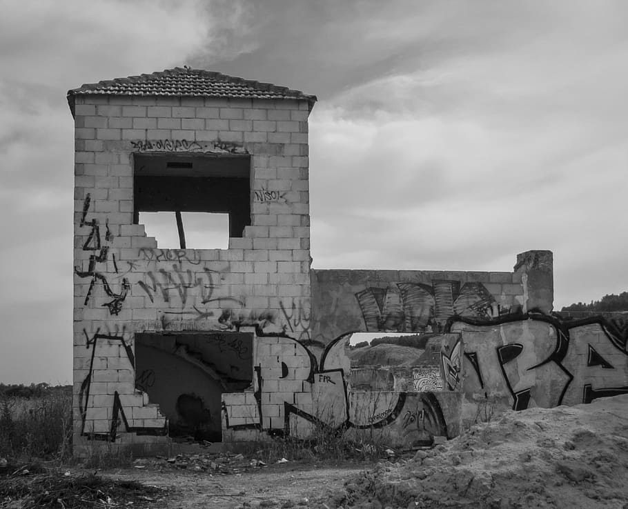 ruins, abandoned, abandonment, old, stone house, facade, houses HD wallpaper