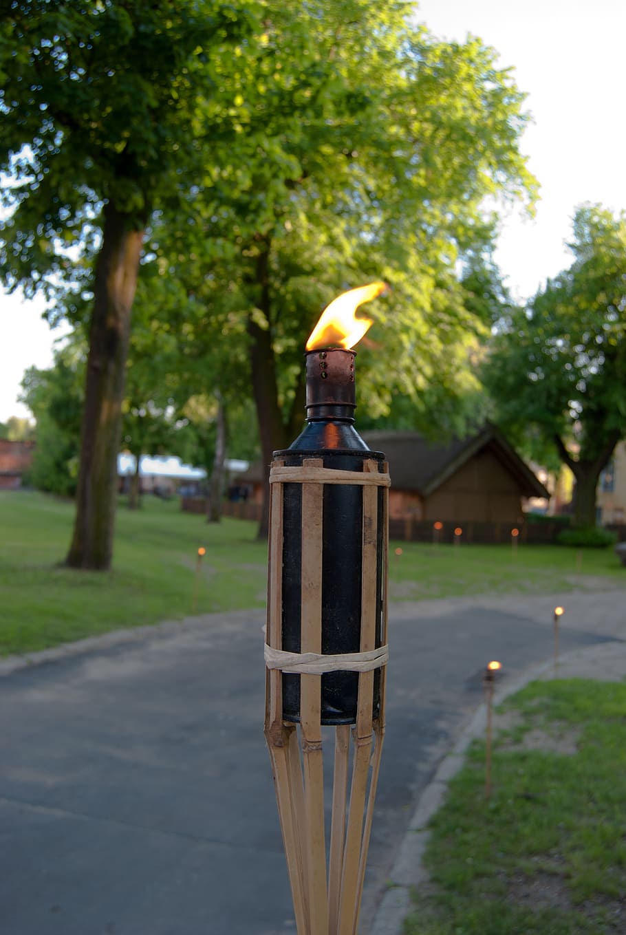 torch, fire, way, outdoors, flame, focus on foreground, burning HD wallpaper