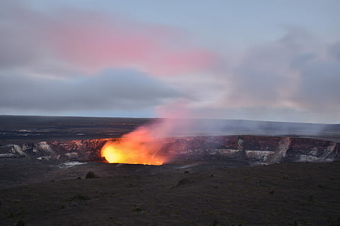 Lava Glow, volcano photo during daytime, mountain, orange, yellow HD wallpaper