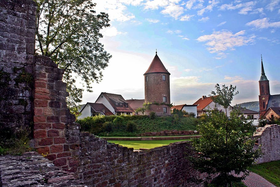 Fairytale, Hike, Neckar, Odenwald, fortress, castle, ruin, village