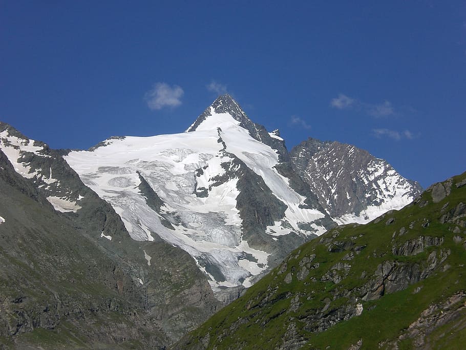 mountain, alpine, snow, 3000, mountains, rock, blue white, carinthia, HD wallpaper