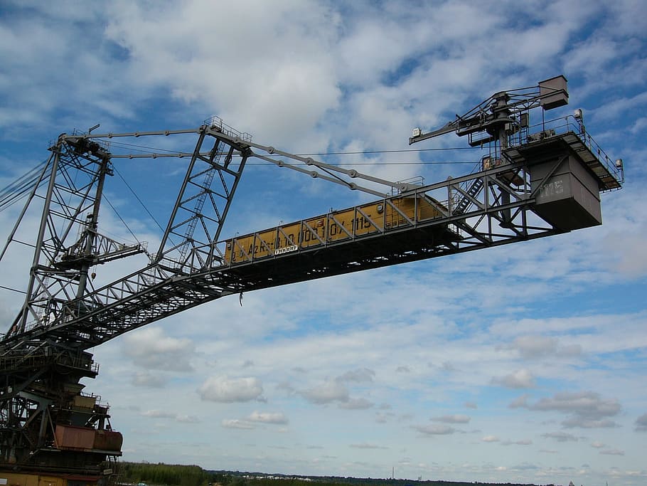 open pit mining, excavators, industry, sky, cloud - sky, low angle view HD wallpaper