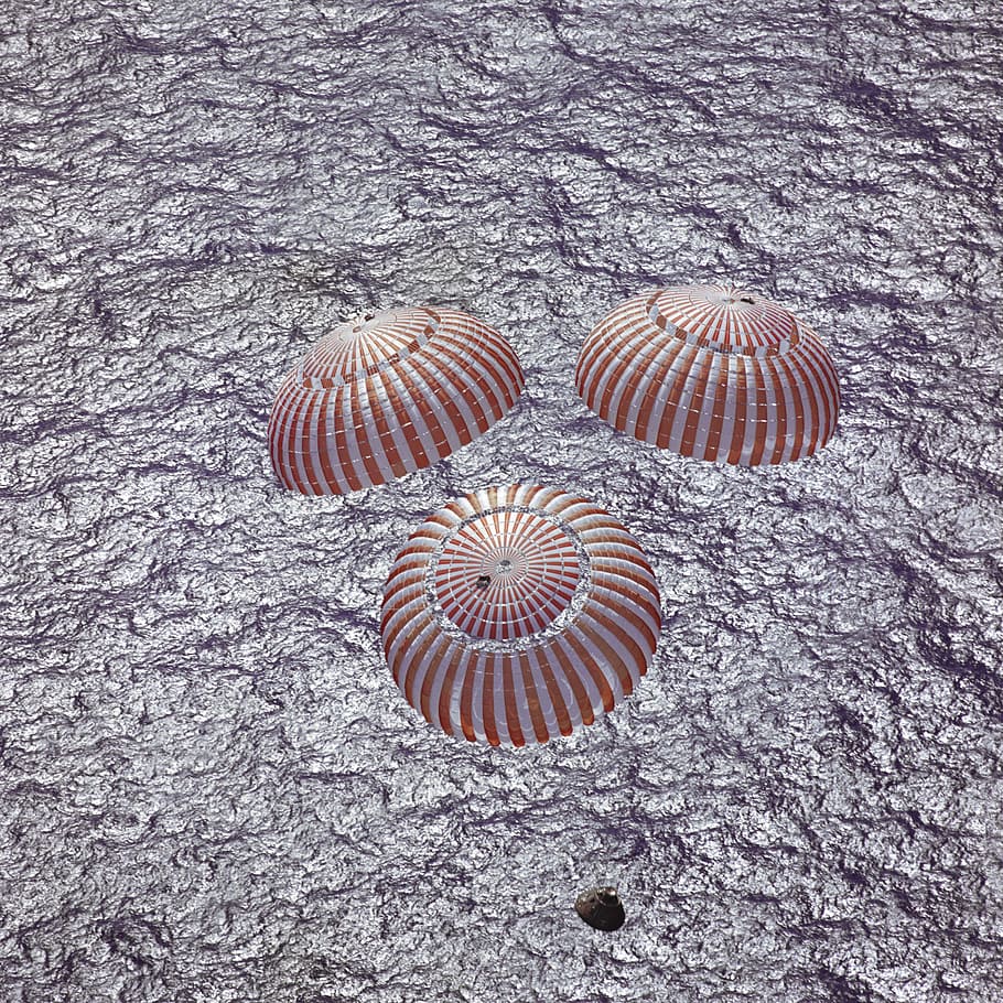 space capsule, parachuting, apollo 16, manned, mission, recovery HD wallpaper
