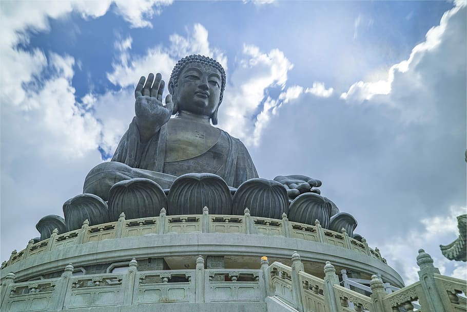 HD wallpaper: low angle photography of meditating Buddah, buddha ...