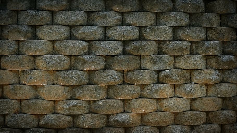 gray brick wall, texture, rock, stack, backgrounds, in a row HD wallpaper