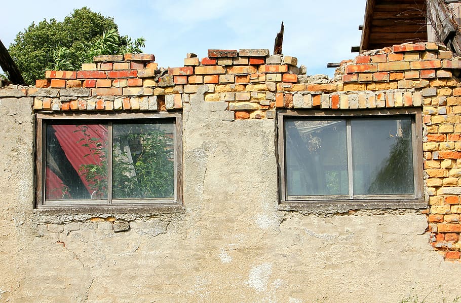wall, brick, window, ruin, architecture, built structure, building exterior HD wallpaper