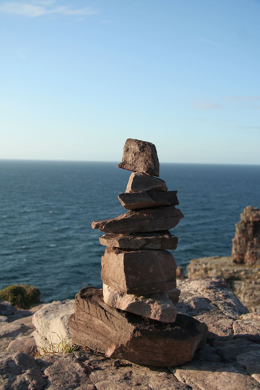 stones, stack, sea, coast, water, holiday, sky, horizon over water HD wallpaper