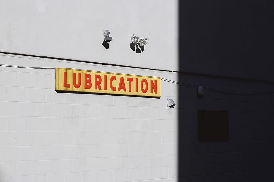 Lubrication signage, lubrication wall mounted signage, lettering