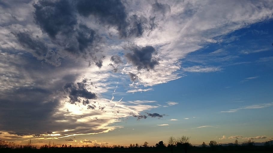 sky, sunset, clouds, landscape, twilight, evening, cloud - sky HD wallpaper