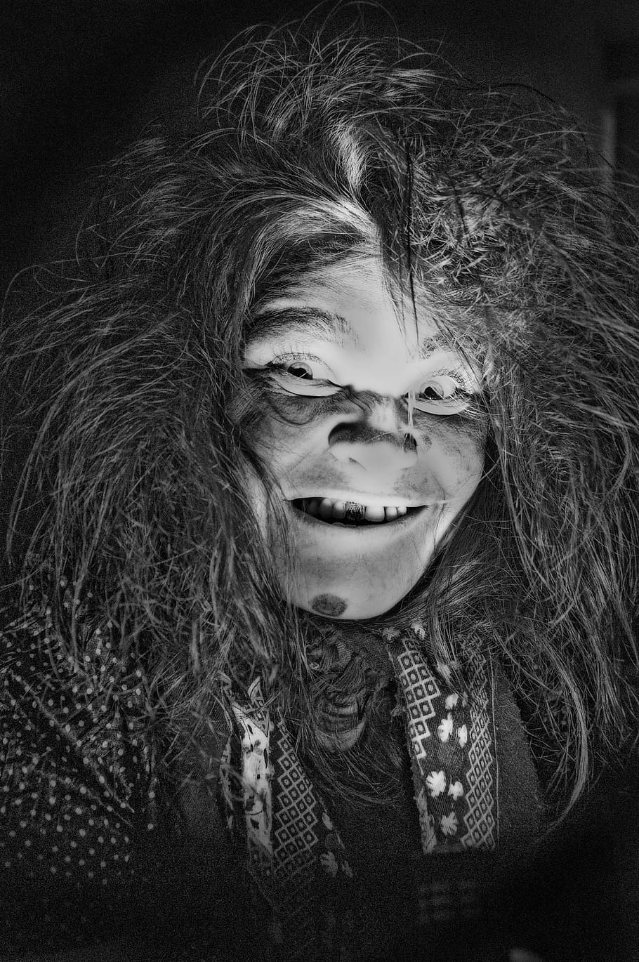 grayscale photo of person in black and gray jacket, witch, enchanted HD wallpaper