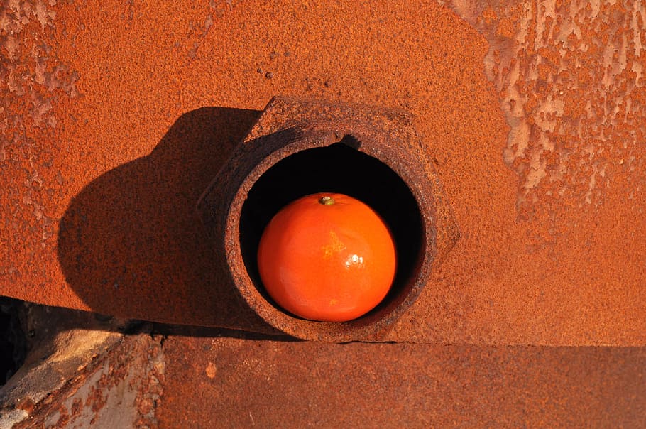 orange, the sun, rust, orange color, no people, nature, hole HD wallpaper