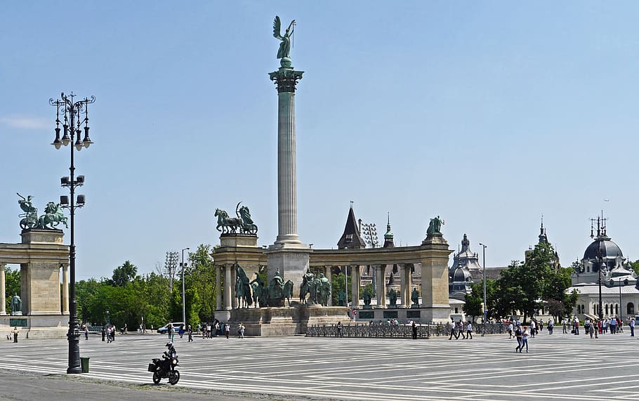 budapest, heldenplatz, millenium column, arcades, half circle HD wallpaper