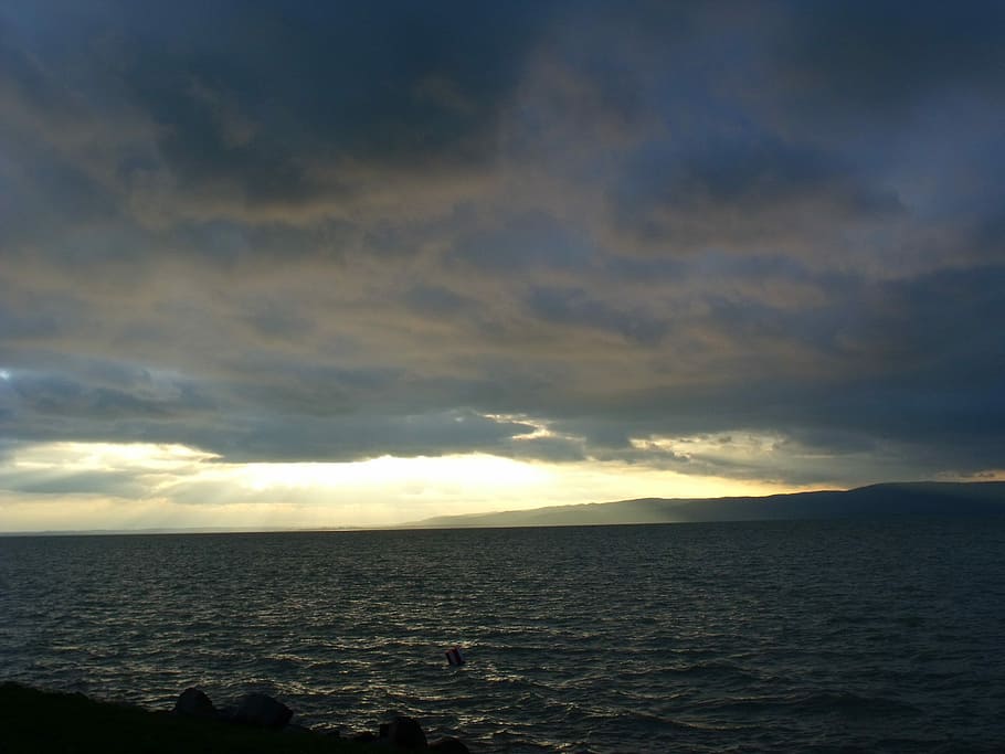 Clouds, Lake, Gray, sea, tranquility, tranquil scene, nature HD wallpaper
