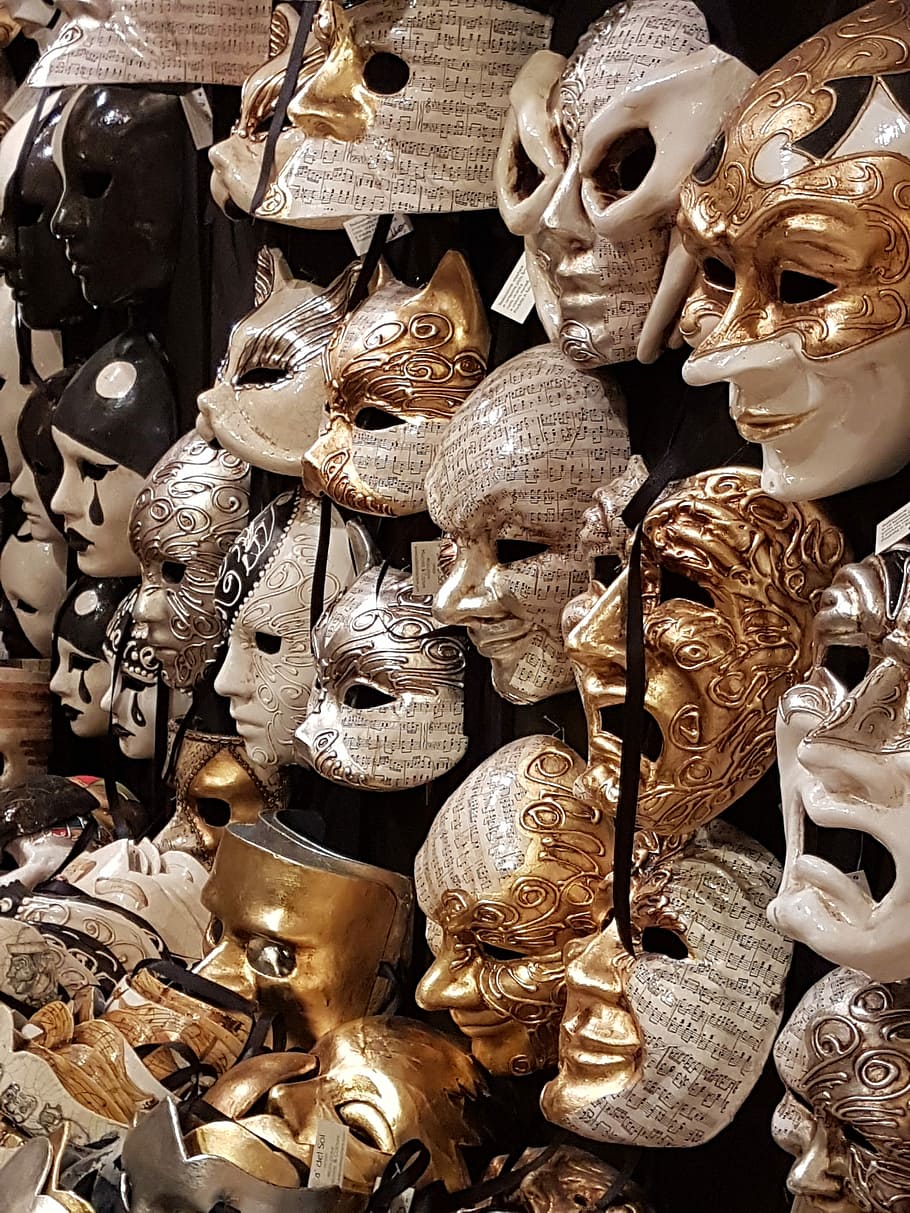 Venetian Masks, Criminal Case, carnival, retail, full frame, HD wallpaper