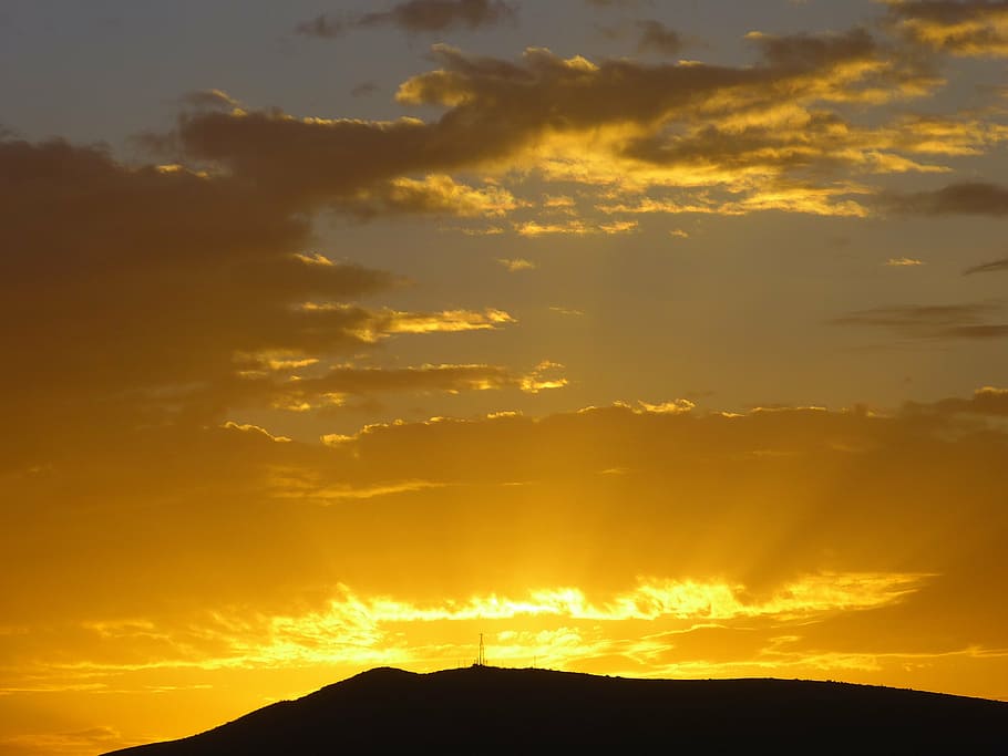 sunset, golden, mood, sunbeam, abendstimmung, sky, glow, romance HD wallpaper