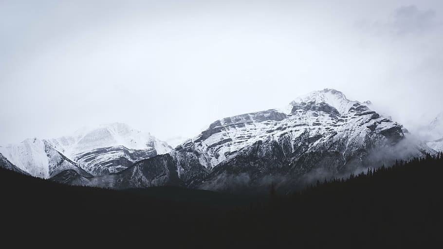 brown mountain covered by snow, highland, cloud, sky, summit HD wallpaper