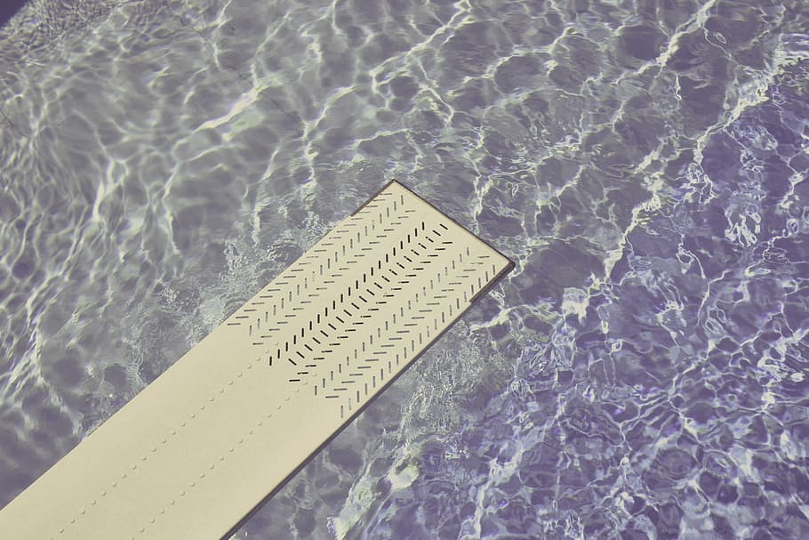 white frame on granite surface, diving board, pool, water, swim, HD wallpaper