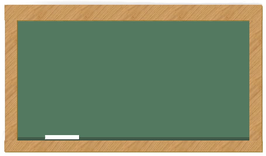 rectangular green board on brown background, chalkboard, slate