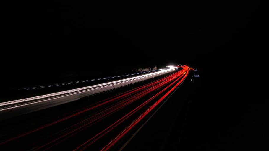 time lapse photography of road, highway lights, night, auto, traffic, HD wallpaper