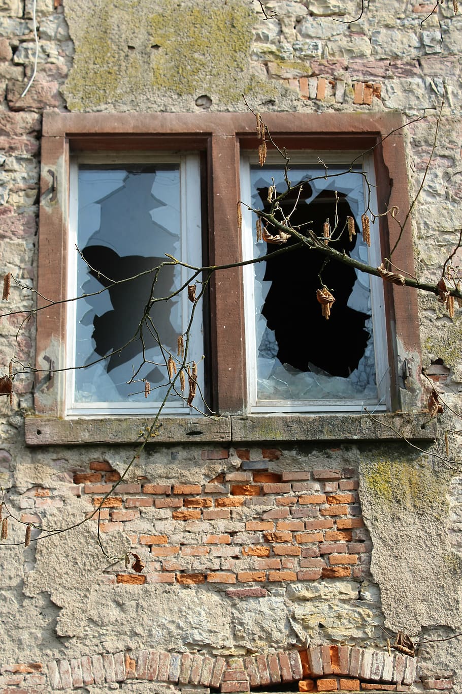 window, old, old window, glass, masonry, facade, window glass HD wallpaper