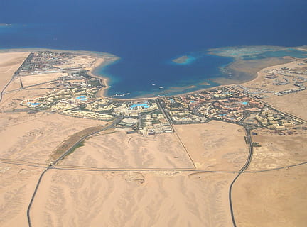hurghada, view, from the plane, aerial View, flying, airplane HD wallpaper