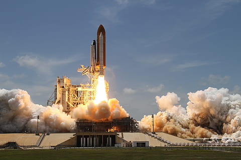 launching of space shuttle, rocket launch, smoke, take off HD wallpaper