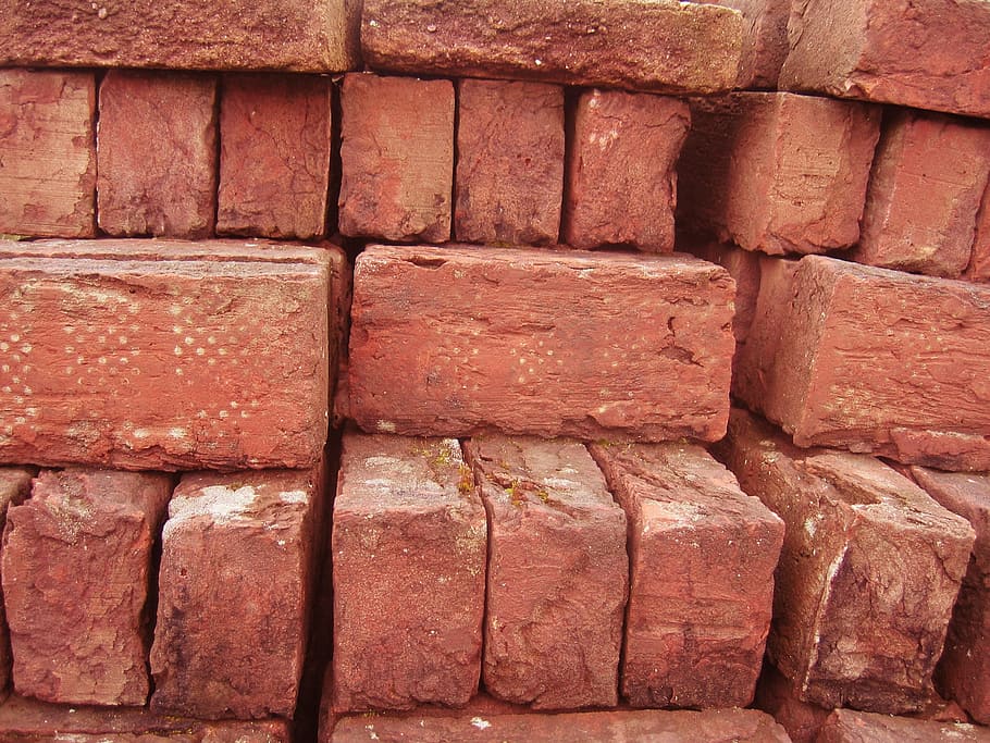 stacked brown bricks close-up photography, Stones, Clinker HD wallpaper