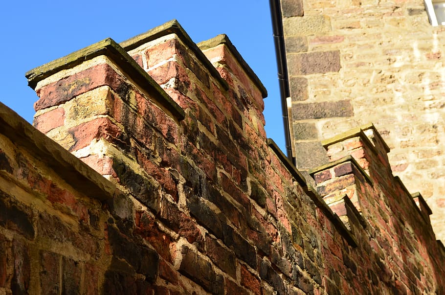 walls, bricks, background, architecture, constructions, blue HD wallpaper