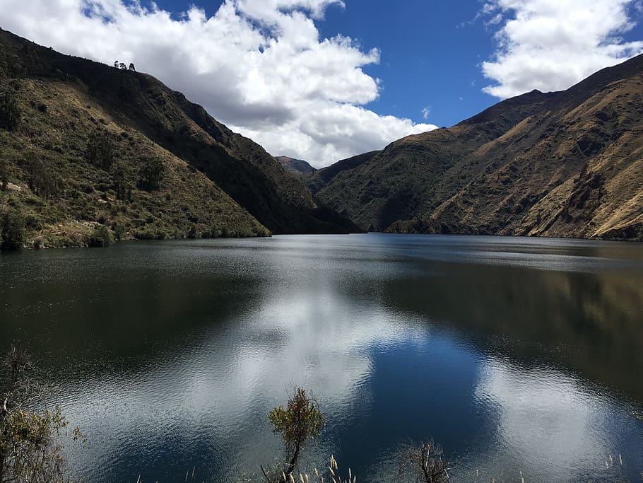 landscape, climate, laguna, sky, nature, mountain, clouds, lake HD wallpaper