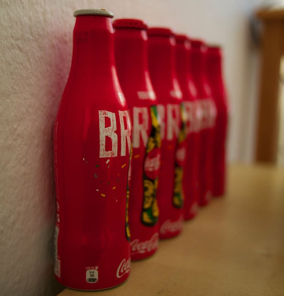 bottles, collect, empties, red, text, indoors, western script HD wallpaper